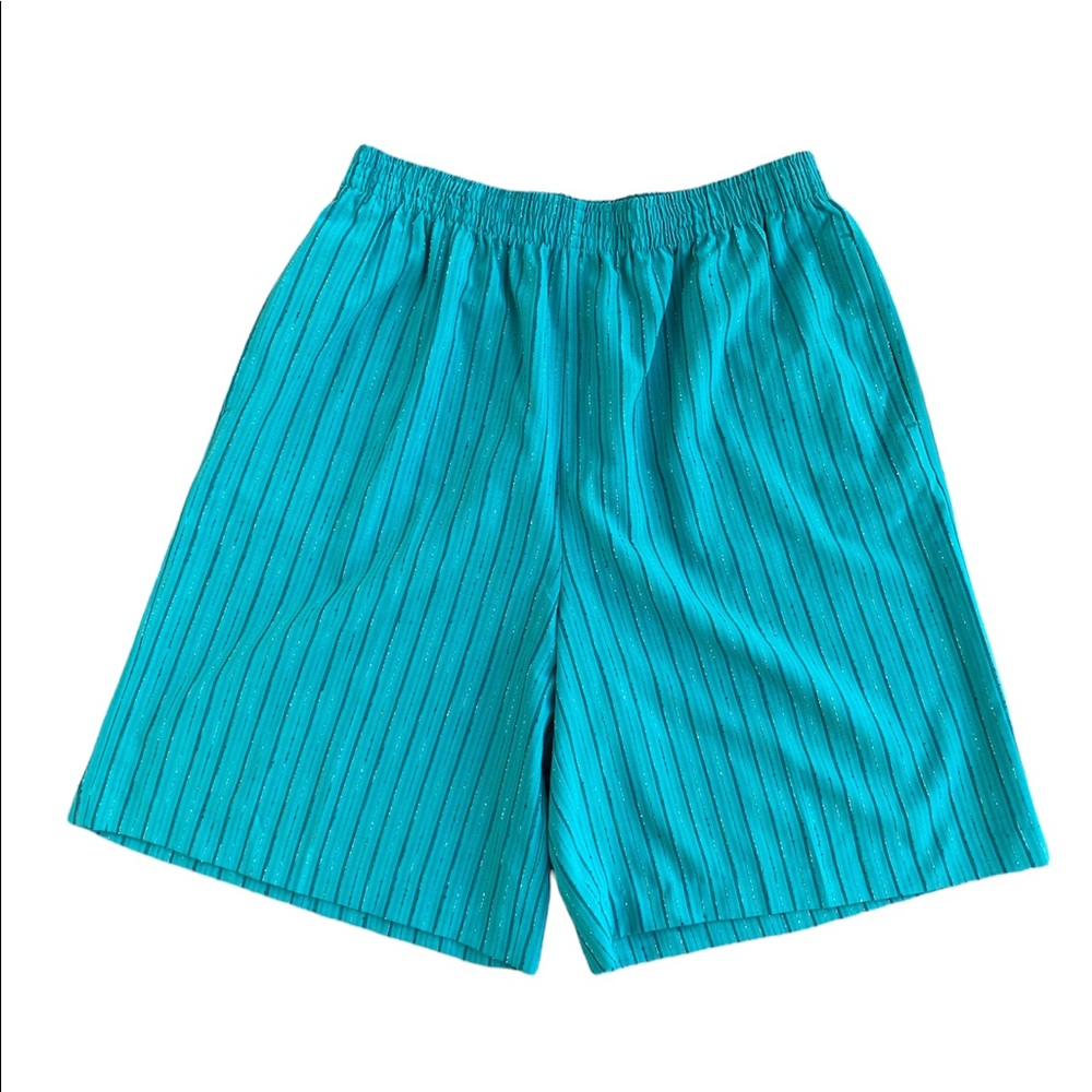 Vintage Bon Worth Teal Shorts with Colorful Pin Stripes